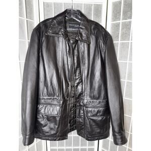 London Fog Leather Jacket Medium Mens Small Wear Black